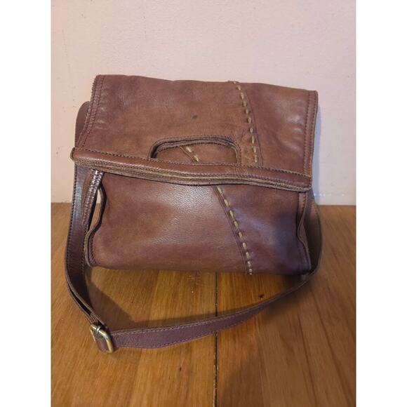 Lucky Brand Handbags - Lucky Brand Boho Hobo Fold Over Crossbody Bag Soft Whiskey Wash Leather